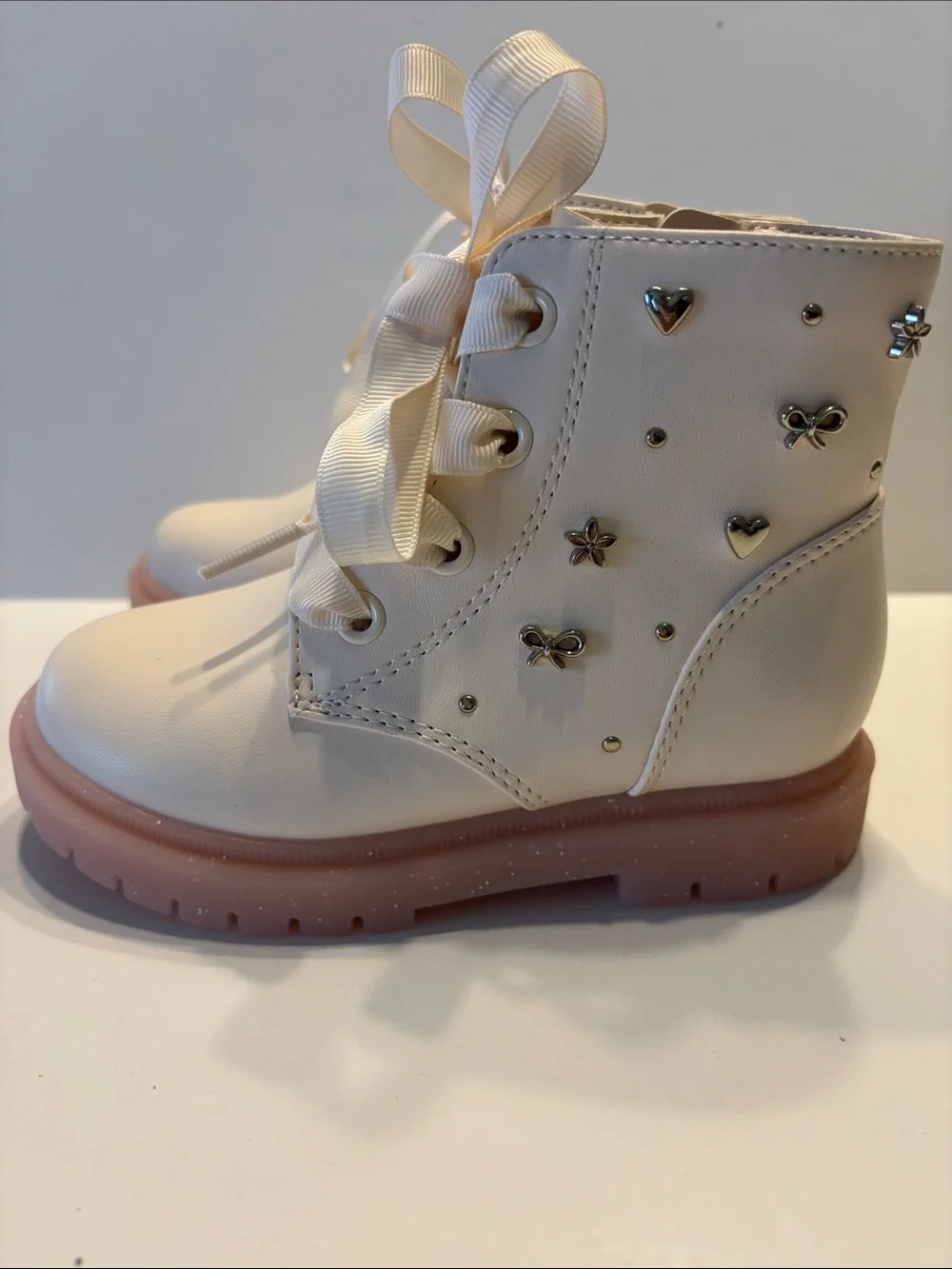 Cat & Jack Toddler Amaya Lace-Up Combat Boots in Ivory